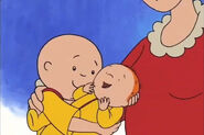 Newborn Rosie Giggling before being held by Caillou
