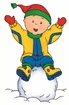 Caillou sitting on a snowball