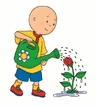 Caillou watering a flower