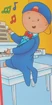 Caillou playing the piano at a stage (My First Piano Book)