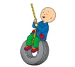 Caillou on a wheel swing