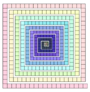 366 squares arranged in a spiral going smaller and smaller