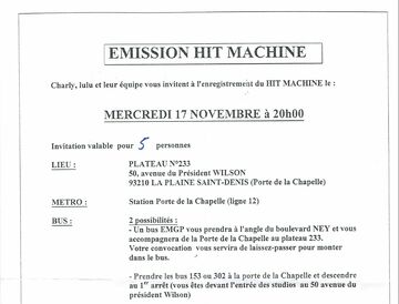 1999-11-17 Hit Machine invitation