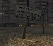 Skylten vid krypande området.