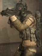 A Russian trooper taking aim with his G36C.