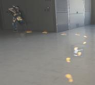 The orange footprints of a player being tracked.