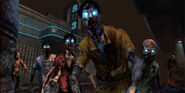 A group of the undead regrouping in front of the Bus Depot.