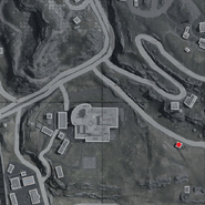 F4 section of the Warzone map with the location of the shack marked in red.