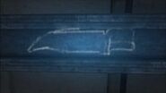 The chalk outline of the Bowie Knife.