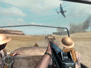 A German Ju 87 attacks a British convoy in Call of Duty 2.
