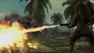 Pvt. Glover uses his flamethrower.