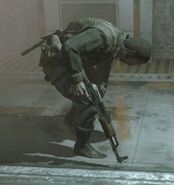 Weaver throwing up at the end of the mission.