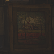The painting within the Morgue showcasing a Moonraven sigil with a 2 Roman numeral.