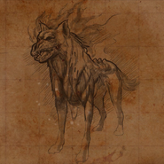 A drawing of a Hellhound as seen in the Zombies Chronicles timeline poster.