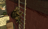 A VDV operative climbs the Nate's ladder.