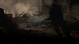 Un Marine courant à l'abris