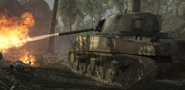 A Sherman firing its Flamethrower in World at War.