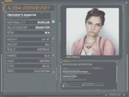 Alena's dossier in "Scorched Earth".