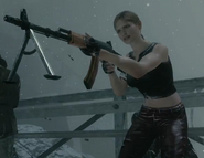 Sarah wielding an RPK.