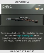 DMR-1 Unlock Card IW.png (94 KB) The DMR-1 being unlocked in multiplayer