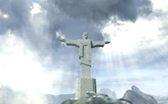 A low-detailed statue in the background of the map.