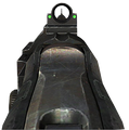 The Model 1887's iron sights; note the two green dots on the rear sight