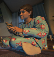 Samantha in Origins ending cutscene, playing in the House.