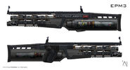 Concept art by Alex Jessup, note the side mounted trigger
