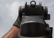 The default iron sights of the EBR-14