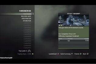 Mission Mode menu