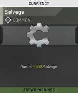 Salvage being unlocked from levelling up the JTF Wolverines Mission Team.