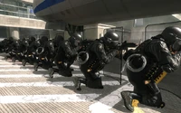 A Riot Shield wall formation.