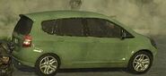 A green civilian car.