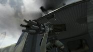 Third person view of the minigun in the Chopper Gunner.