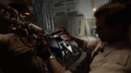 Richtofen reloading the Wunderwaffe whilst fending off a zombie.