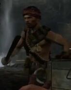 A Viet Cong fighter charging with a machete.