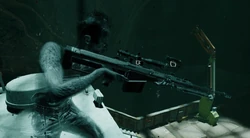 Woods holding the Barrett 50cal.