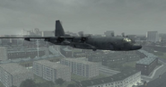 The C-130 Hercules, the plane that air-drops the Juggernaut armor.