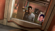 Raul in his house. The photo on the mirror is of his sister, Josefina.