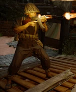 Viet Cong soldier shooting with AK-47