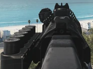 Aiming with the RODEO variant; note how the alignment of the sights is slightly different