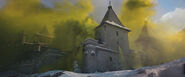 Nebula V engulfing the alpine castle.