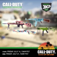 Another promotional image of the exclusive camouflages and Double XP event on Beach Bog.