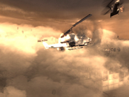 An AH-1 being reached by a nuke in Shock and Awe.