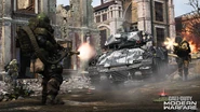 A player shooting at an Allegiance IAV using a Juggernaut Suit.