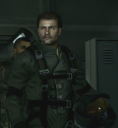 Harper in pilot suit.