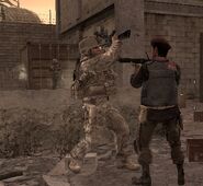 A OpFor soldier being attacked by Vasquez.