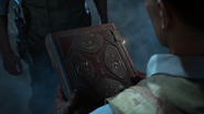 Richtofen holds the Kronorium handed to him by his past counterpart.