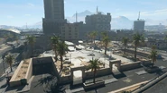 North of the Highrise sits the plaza, a park consisting of many geometric shapes as well as a Burger Town and office building.