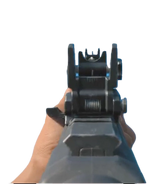 Aiming with the default sights of the SOA Subverter.
